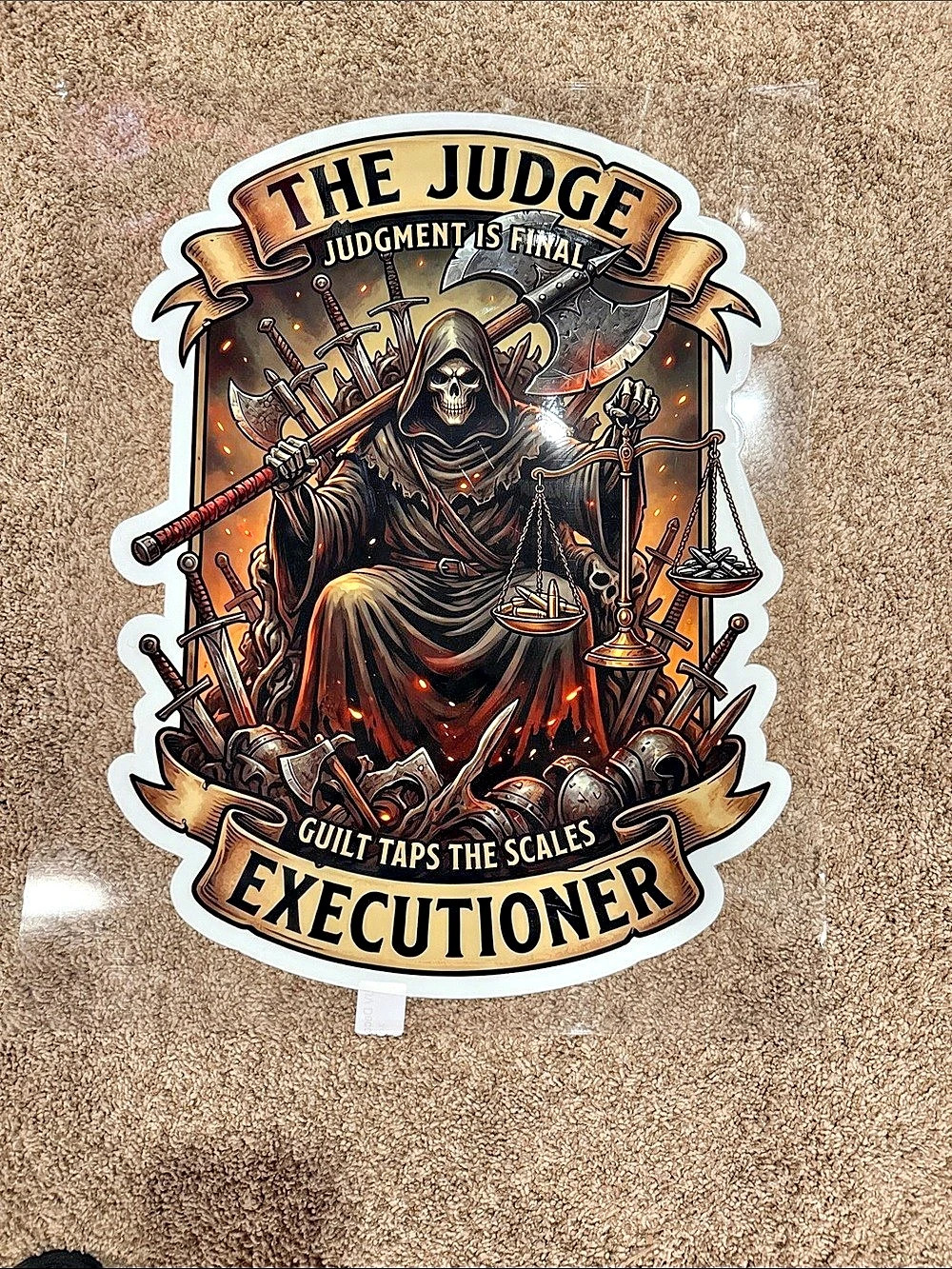 The Judge Judgment Is Final Executioner Graphic Sticker Brown & Black